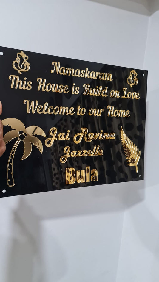 Fiji home sign with coconut tree